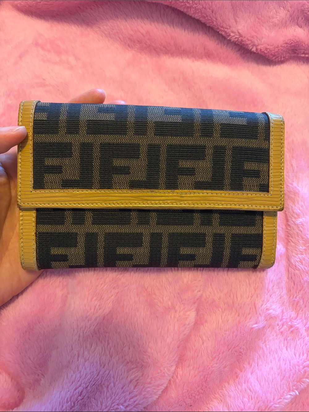 Authentic Fendi Brown Zucca Continental Wallet